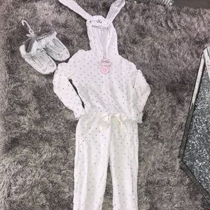 Justice girls bunny one piece pajamas!